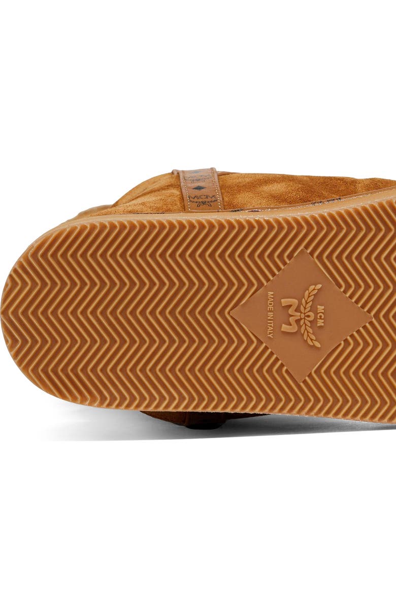 MCM Women's Boots in Calfskin Suede Leather, Alternate, color, Cognac