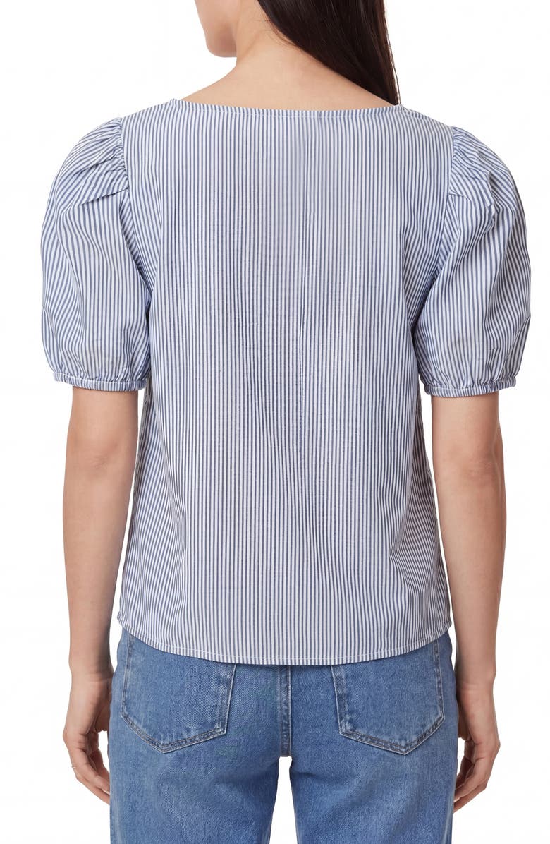 Kensie Eyelet Hem Cotton Top, Alternate, color, Blue And White Stripe