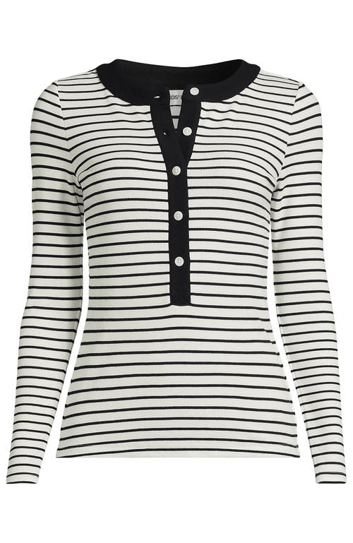 Lands' End Drapey Rib Skimming Long Sleeve Henley In Multi