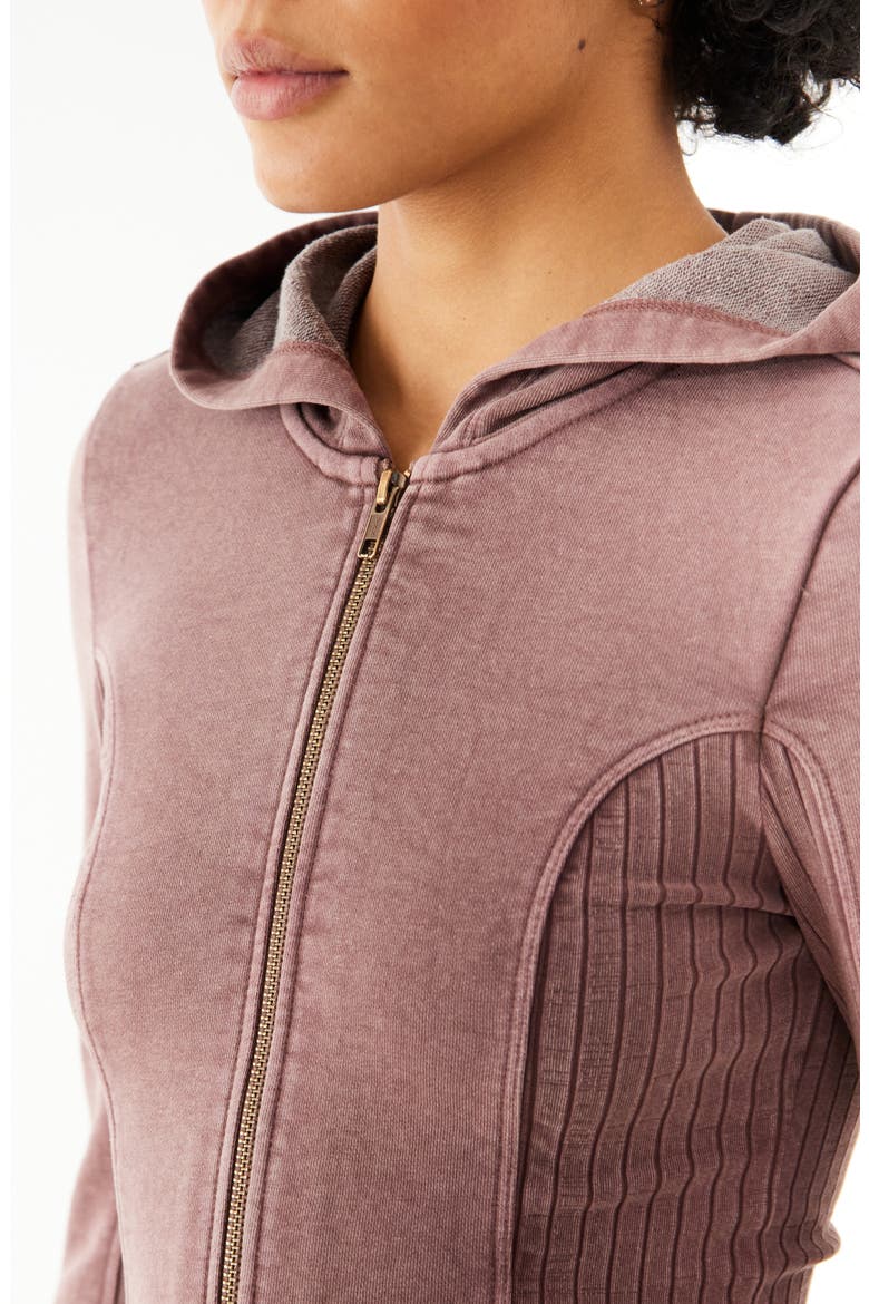 Panelled Zip-Up Hoodie, Alternate, color, BROWN