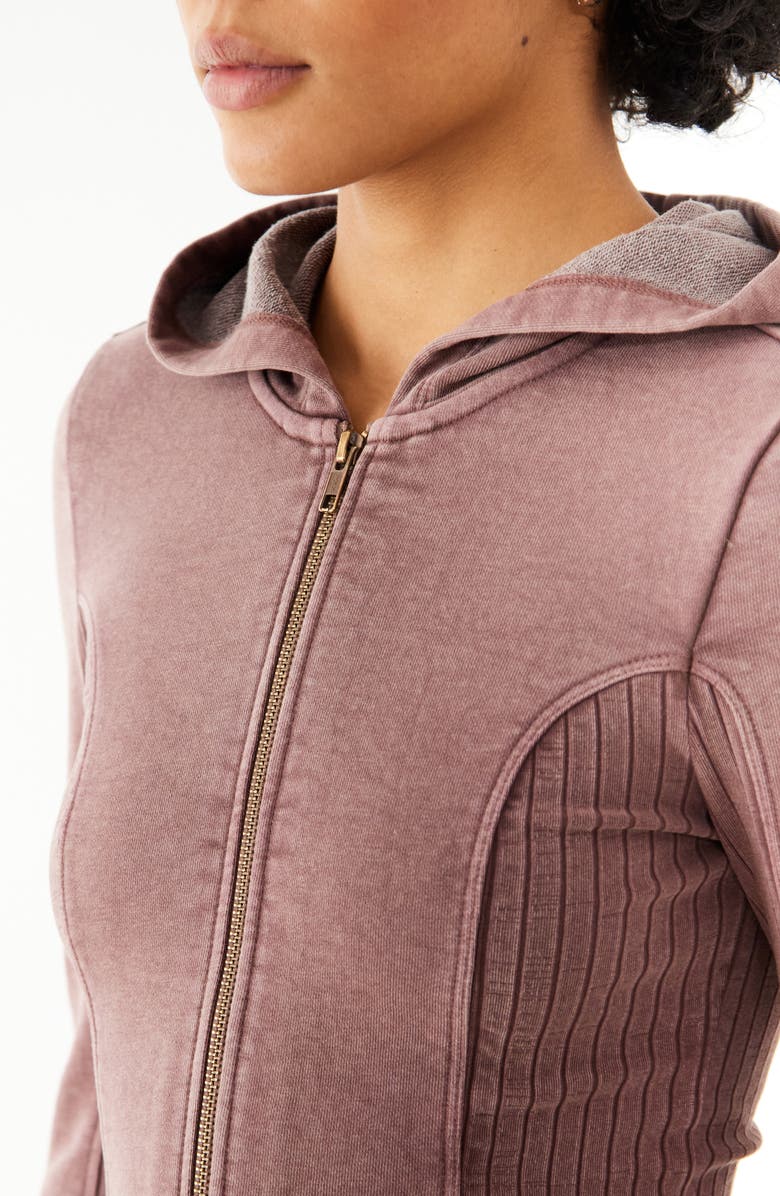 BDG Urban Outfitters Panelled Zip-Up Hoodie, Alternate, color, Brown