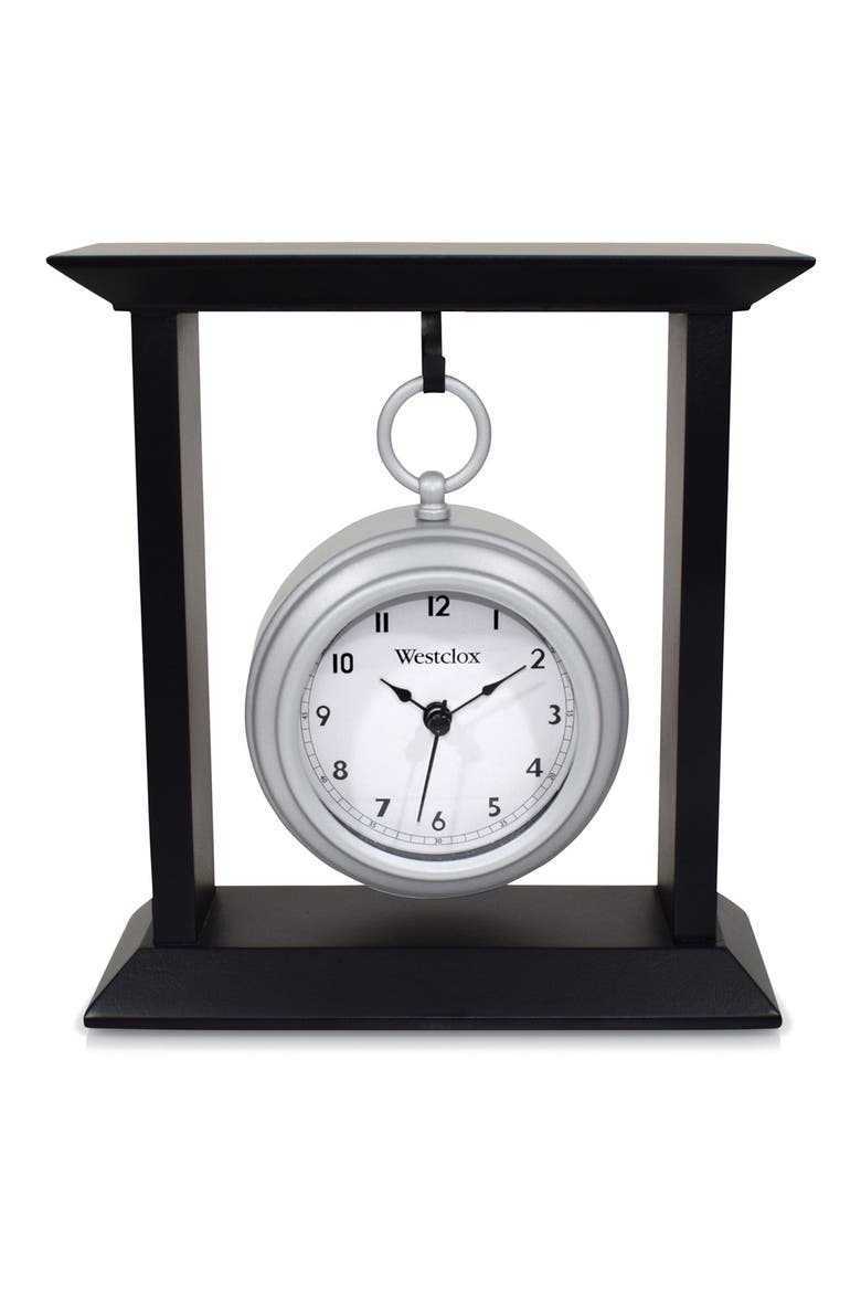 MDF and Metal Mantel Clock, Main, color, BLACK