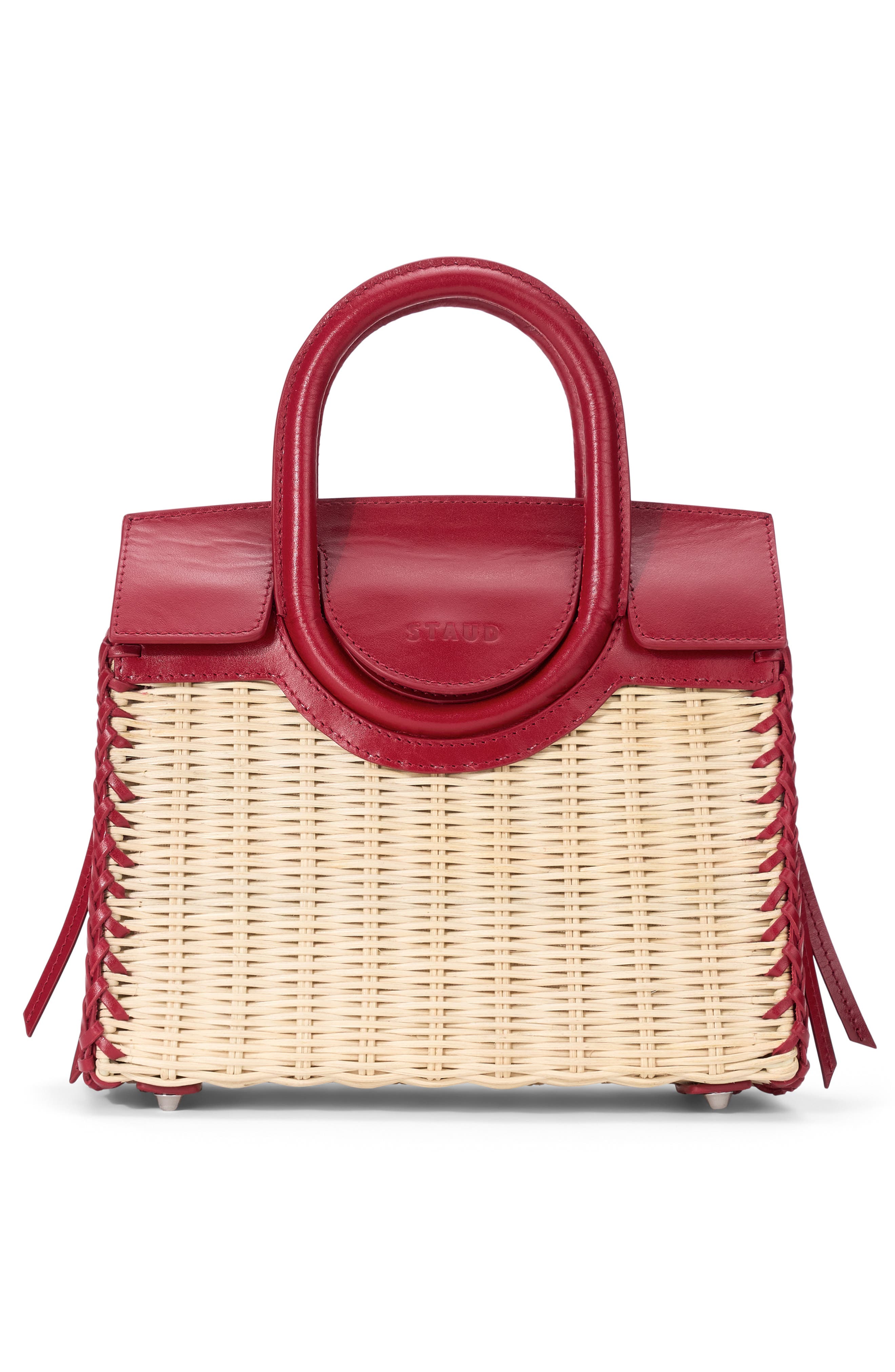 Mini Maude Wicker Top Handle Bag, Alternate, color, NATURAL/ ROUGE