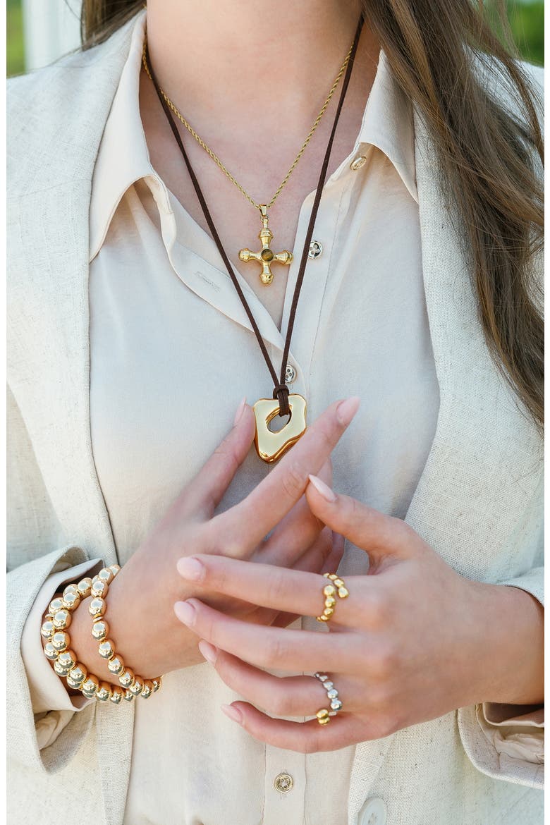 Polished Metallic Pendant Necklace, Alternate, color, GOLD