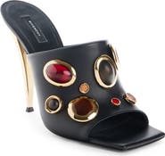 Givenchy Jeweled Square Toe Leather Sandal
