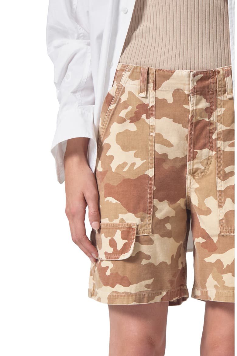 Georgia Camo Print Cotton Denim Cargo Shorts, Alternate, color, SAND CAMO