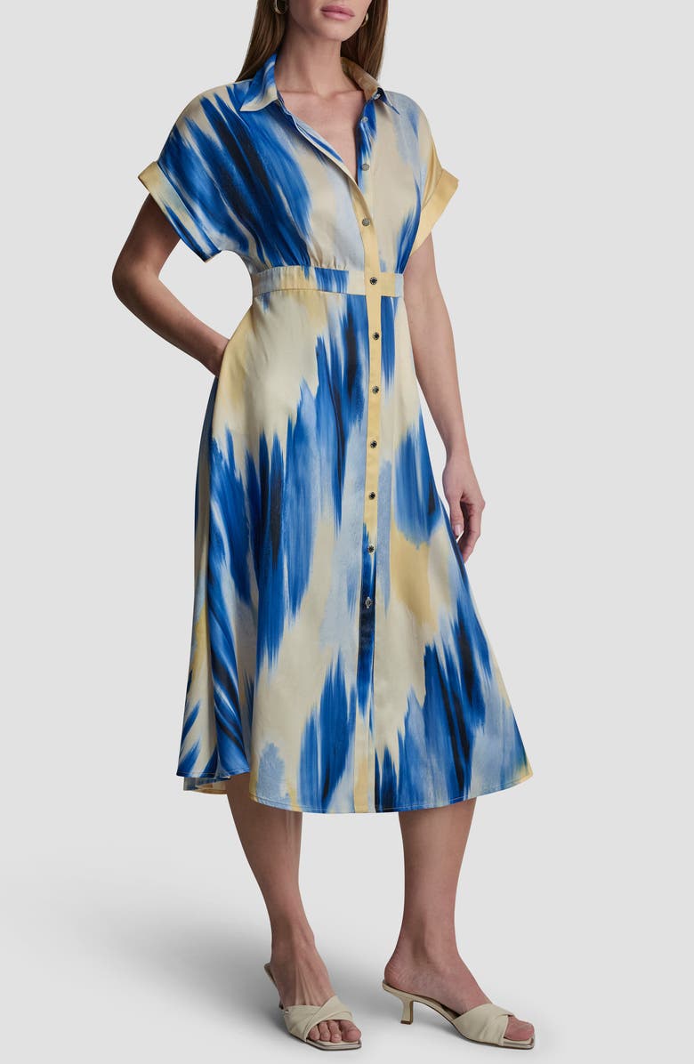 DKNY Abstract Satin Shirtdress, Alternate, color, Sunlit Shoreline