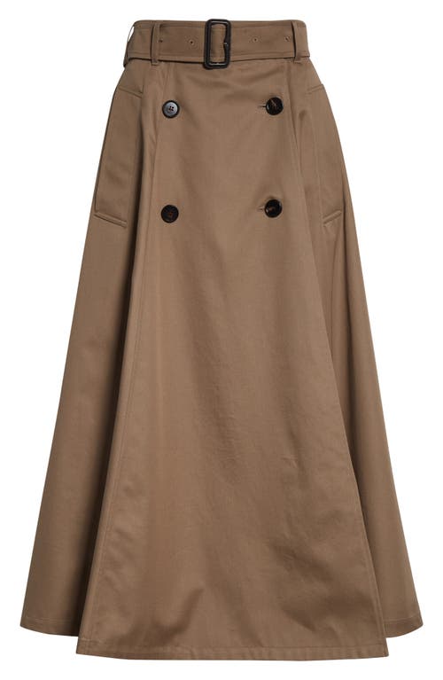 Burberry Beige Skirt With Adjustable Belt And Button Closure In Cotton Woman In Brown