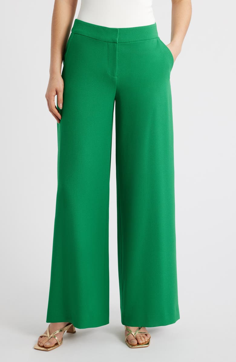 Tahari ASL Wide Leg Pants, Main, color, Emerald