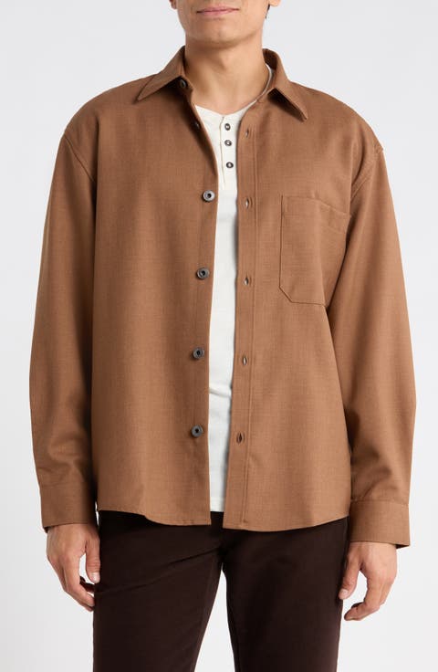 Virgin Wool Button-Up Overshirt