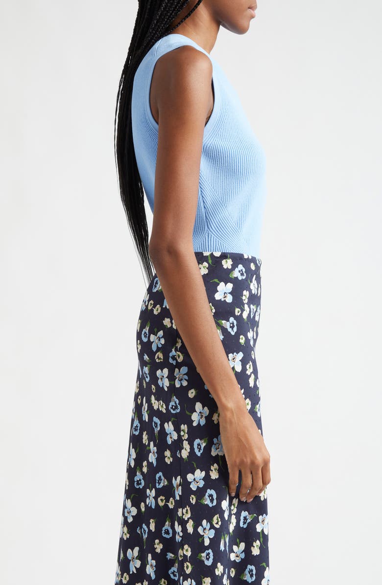 Veronica Beard Side Sleeveless Rib Sweater, Alternate, color, Blue Sky