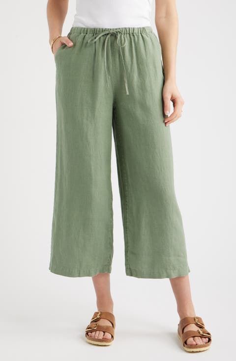 Wide Leg Crop Linen Pants