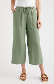 Caslon® Wide Leg Crop Linen Pants