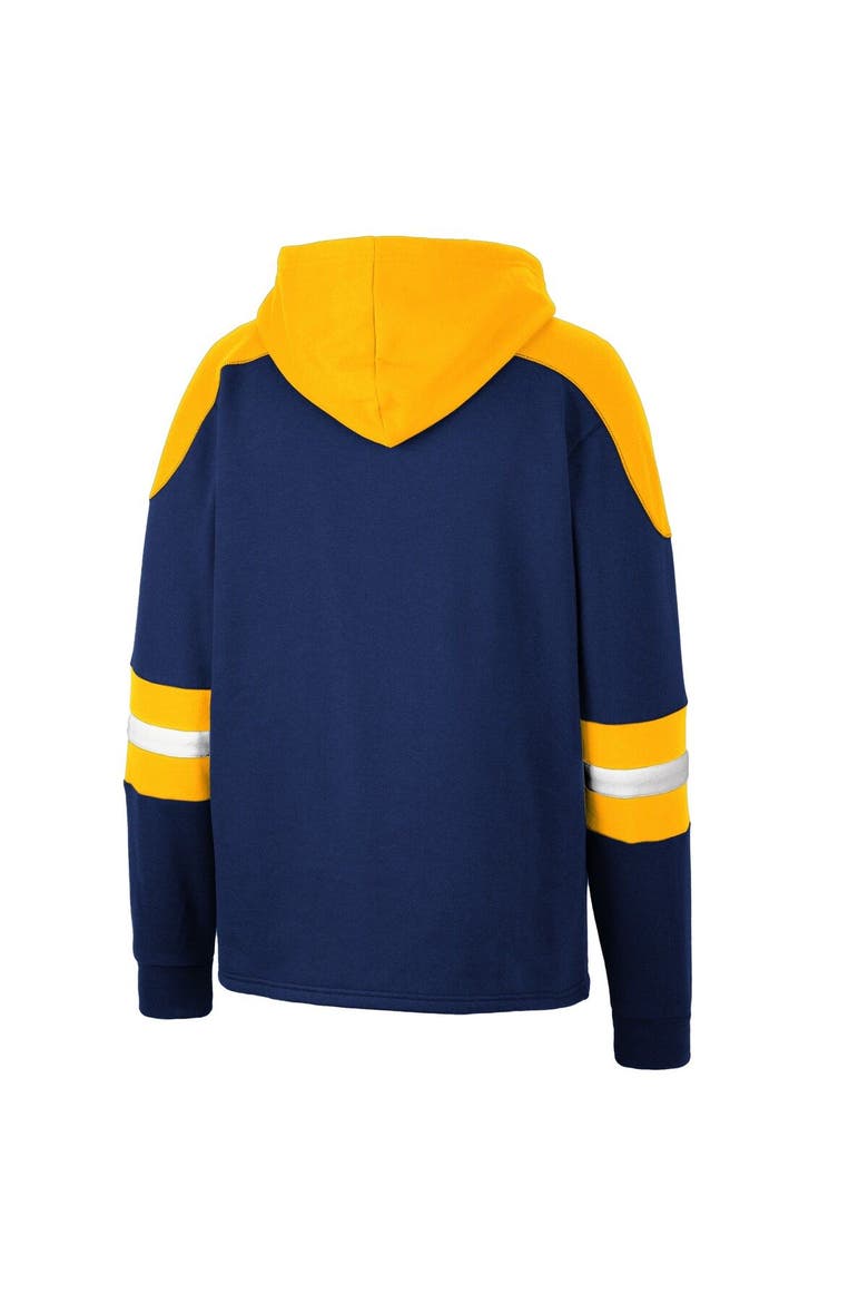 Men's Colosseum Navy West Virginia Mountaineers Lace-Up 4.0 Pullover Hoodie, Alternate, color, Navy