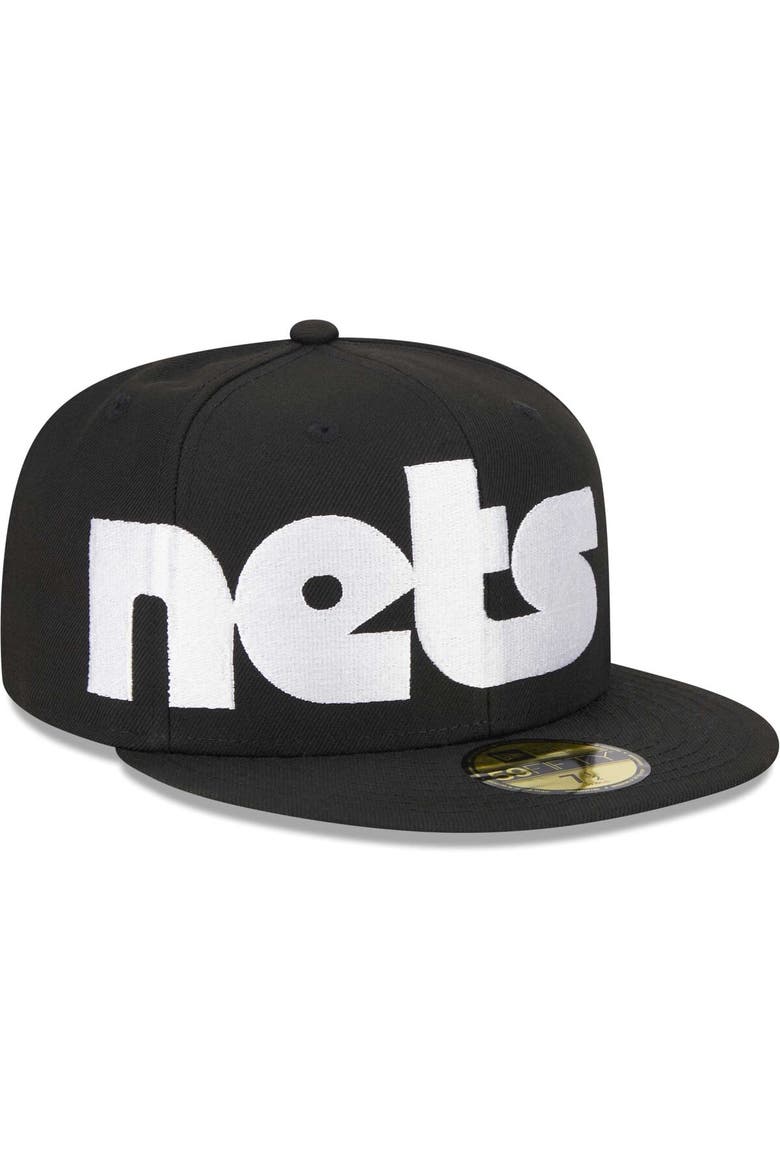 Men's New Era Black Brooklyn Nets Checkerboard UV 59FIFTY Fitted Hat, Alternate, color, Black