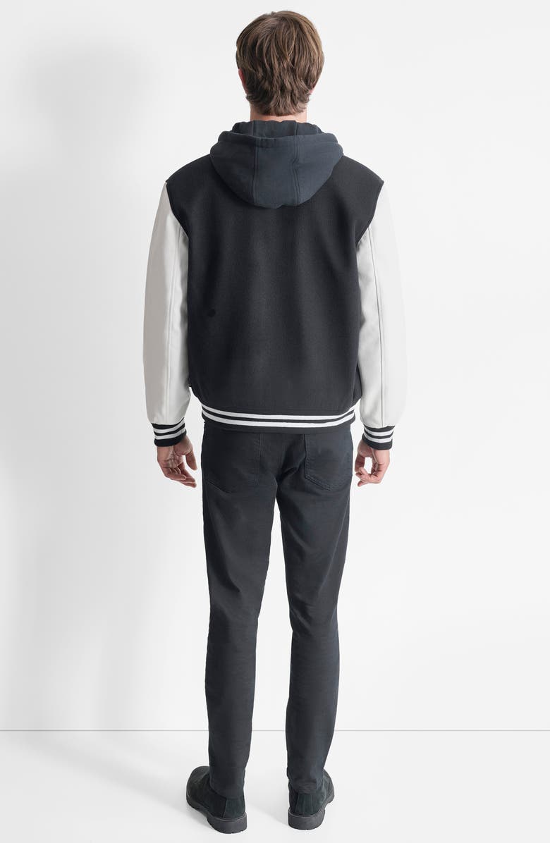 DKNY Water Resistant Varsity Jacket, Alternate, color, Black