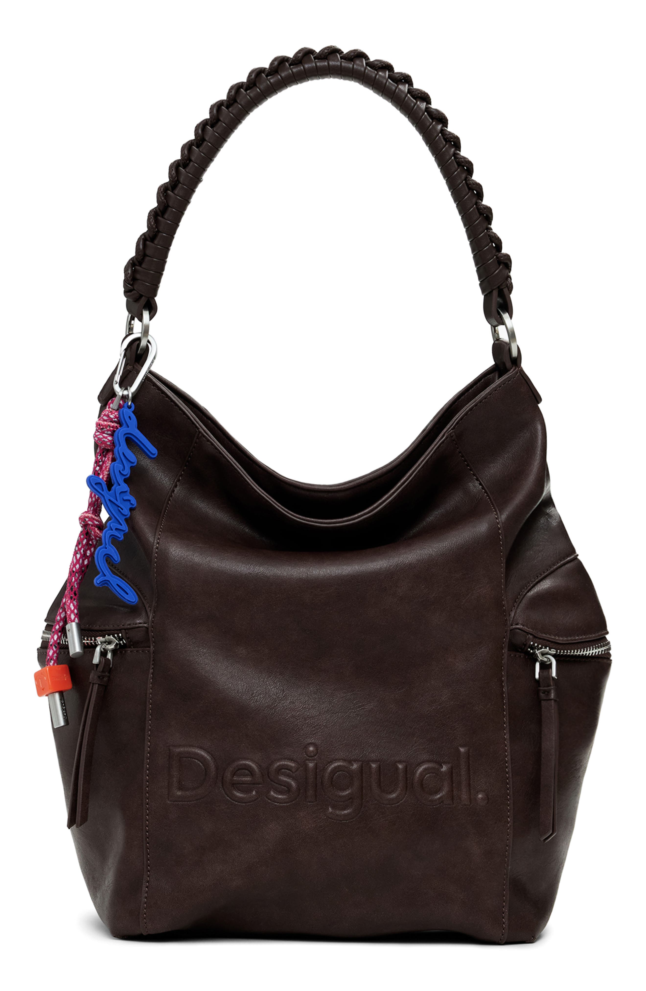 Desigual Big Faux Leather Backpack, Main, color, Dark Brown