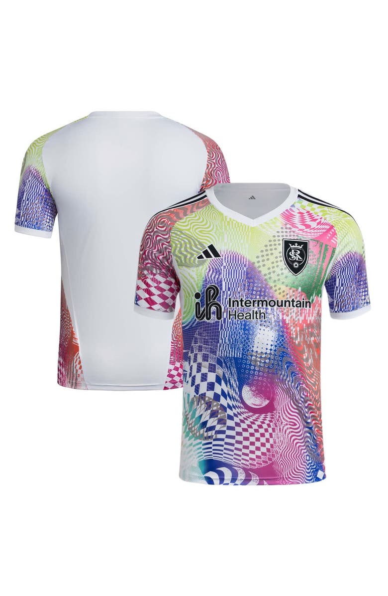 adidas Men's adidas White Real Salt Lake 2025 Pride Pre-Match Top, Alternate, color, 