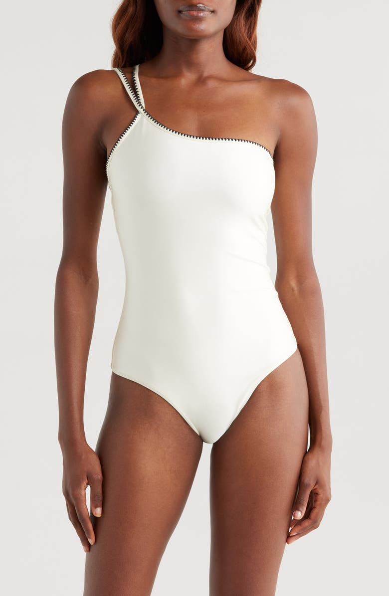 BOAMAR Aurora One-Shoulder One-Piece Swimsuit, Main, color, Shimmer Ivory