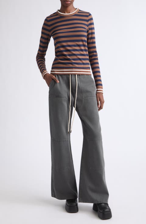 Washed Double Waistband Wide Leg Jeans