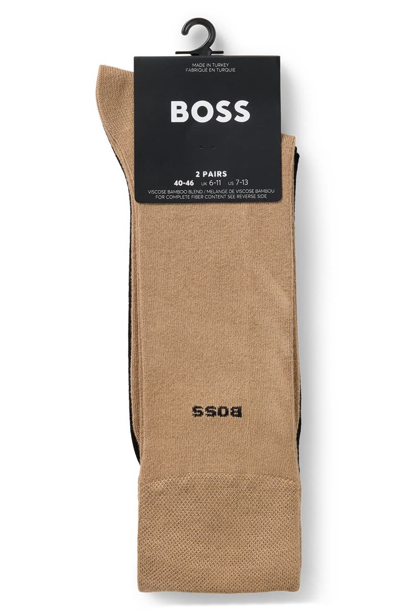 BOSS Assorted 2-Pack Crew Socks, Alternate, color, Medium Beige