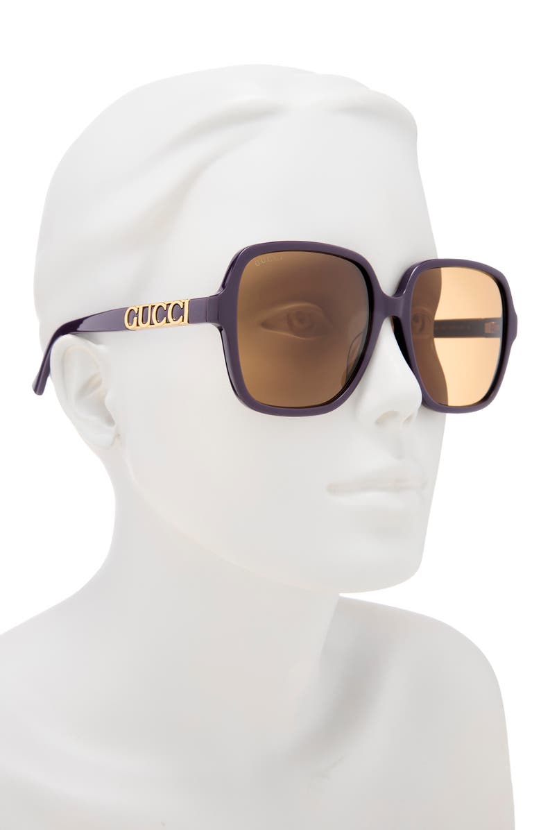 Gucci 58mm Square Sunglasses, Alternate, color, Violet Violet Brown