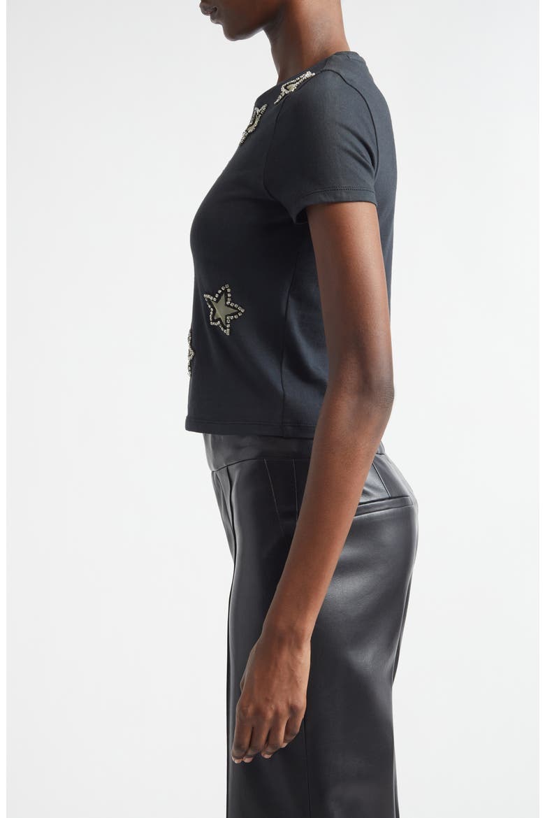 Cindy Embellished Star Cotton Crop T-Shirt, Alternate, color, BLACK