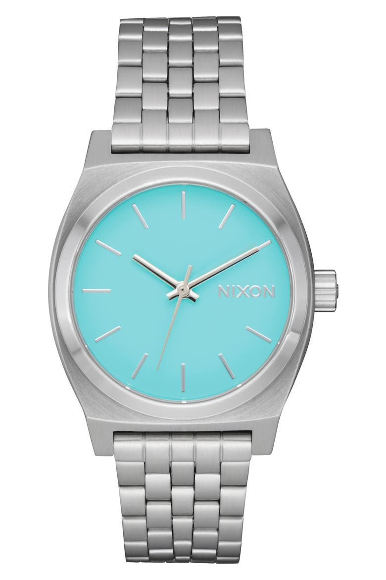 The Medium Time Teller Bracelet Watch, 31mm, Main, color, SILVER / TURQUOISE