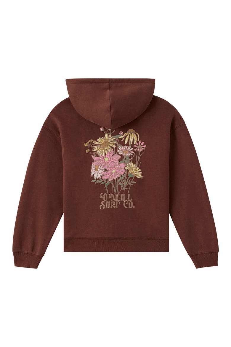 Kids' Flora Bouquet Oversized Hoodie, Alternate, color, CHOCOLATE