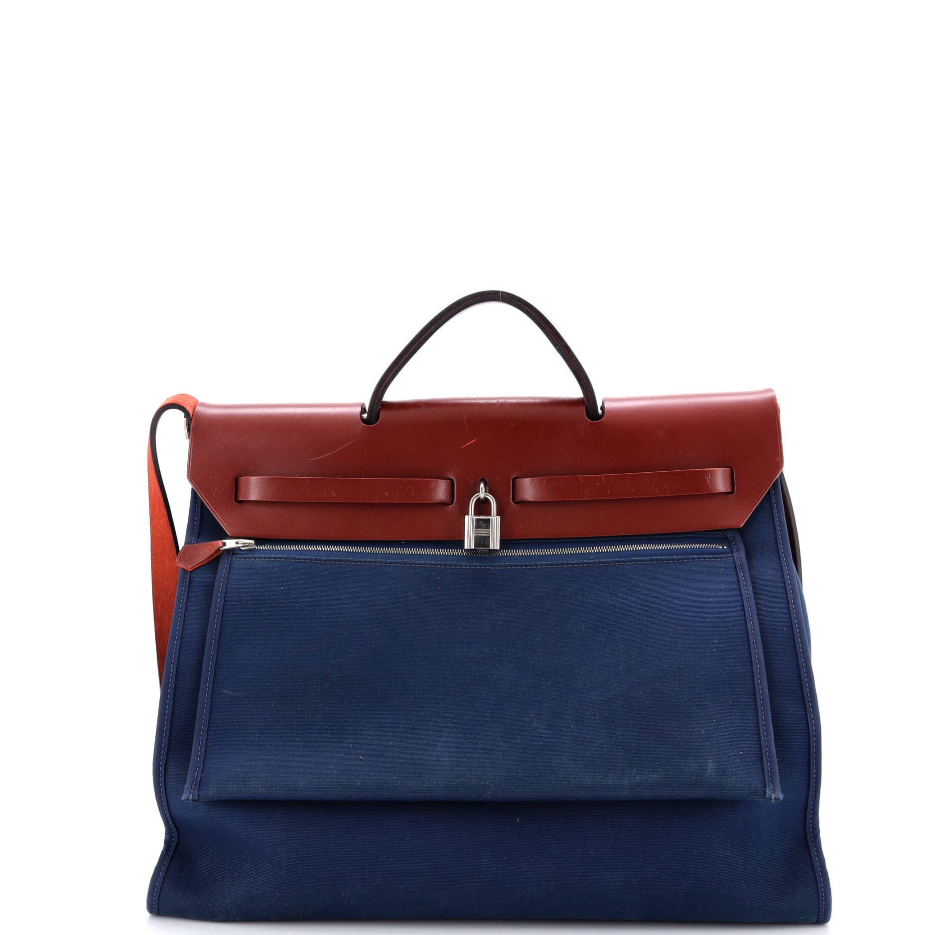 Pre-Owned Hermes Herbag Zip Leather and Toile 39, Alternate, color, 