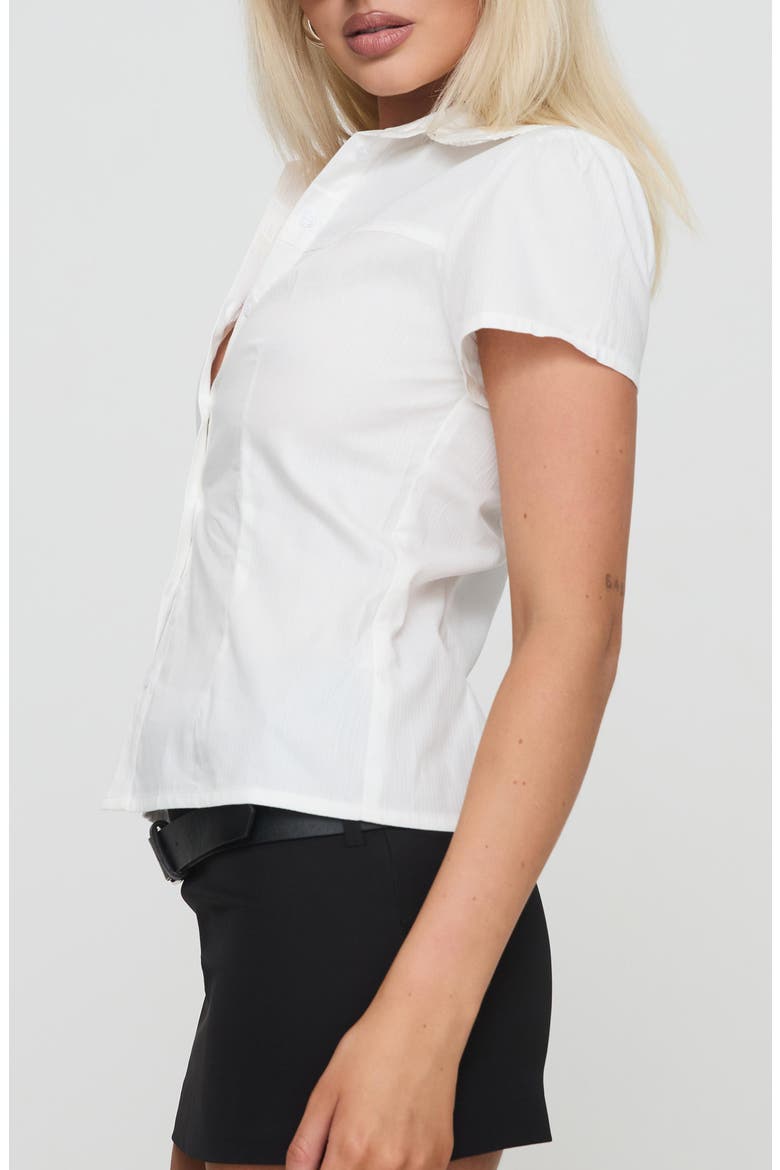 Reverie Short Sleeve Cotton Button-Up Shirt, Alternate, color, WHITE