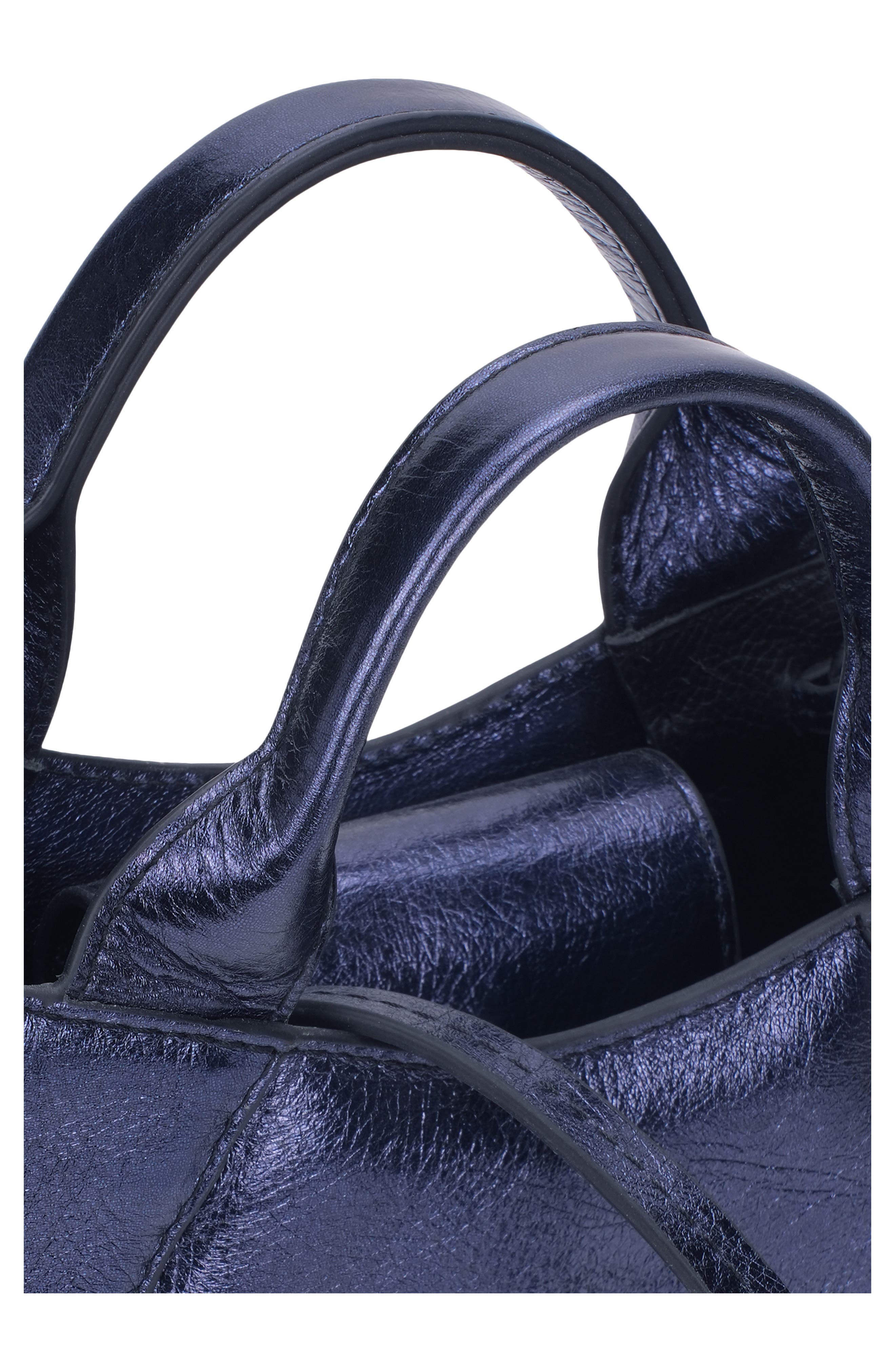 Katrina Mini Metallic Leather Tote, Alternate, color, SAPPHIRE