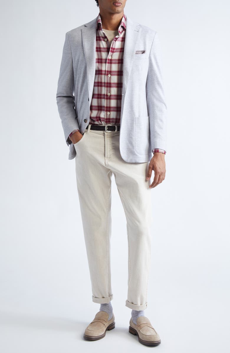 Eleventy Cotton Jersey Blazer, Alternate, color, Light Gray Melange