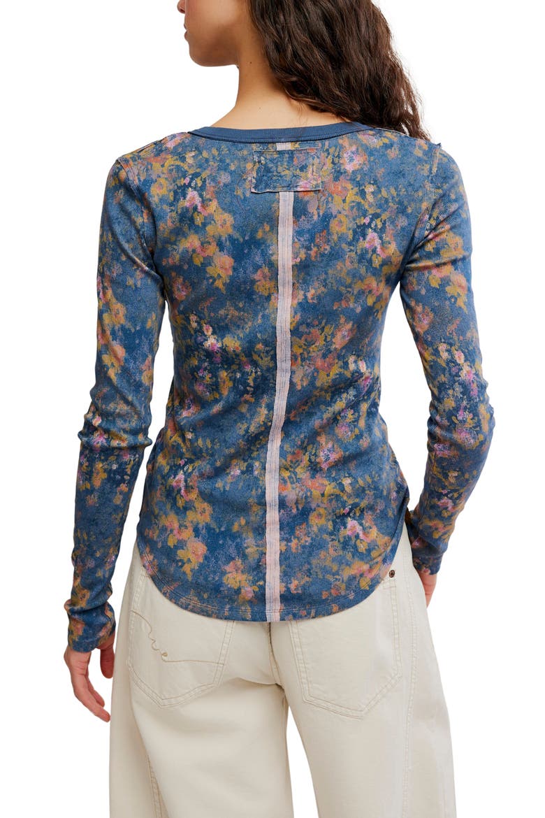 Jamie Printed Henley Tee, Alternate, color, FLORAL HAZE - NAVY