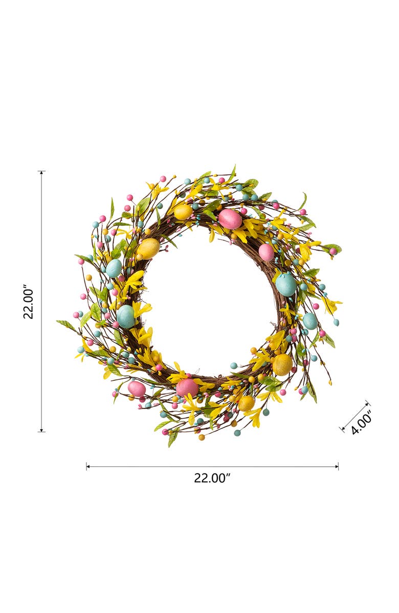 Glitzhome 22"D Easter Egg Wreath, Alternate, color, Yellow