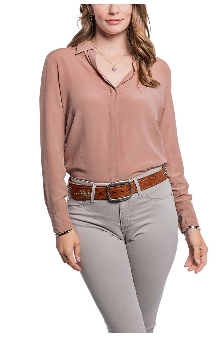 Legend Genuine Leather Bold Studded Statement Belt, Alternate, color, Camel
