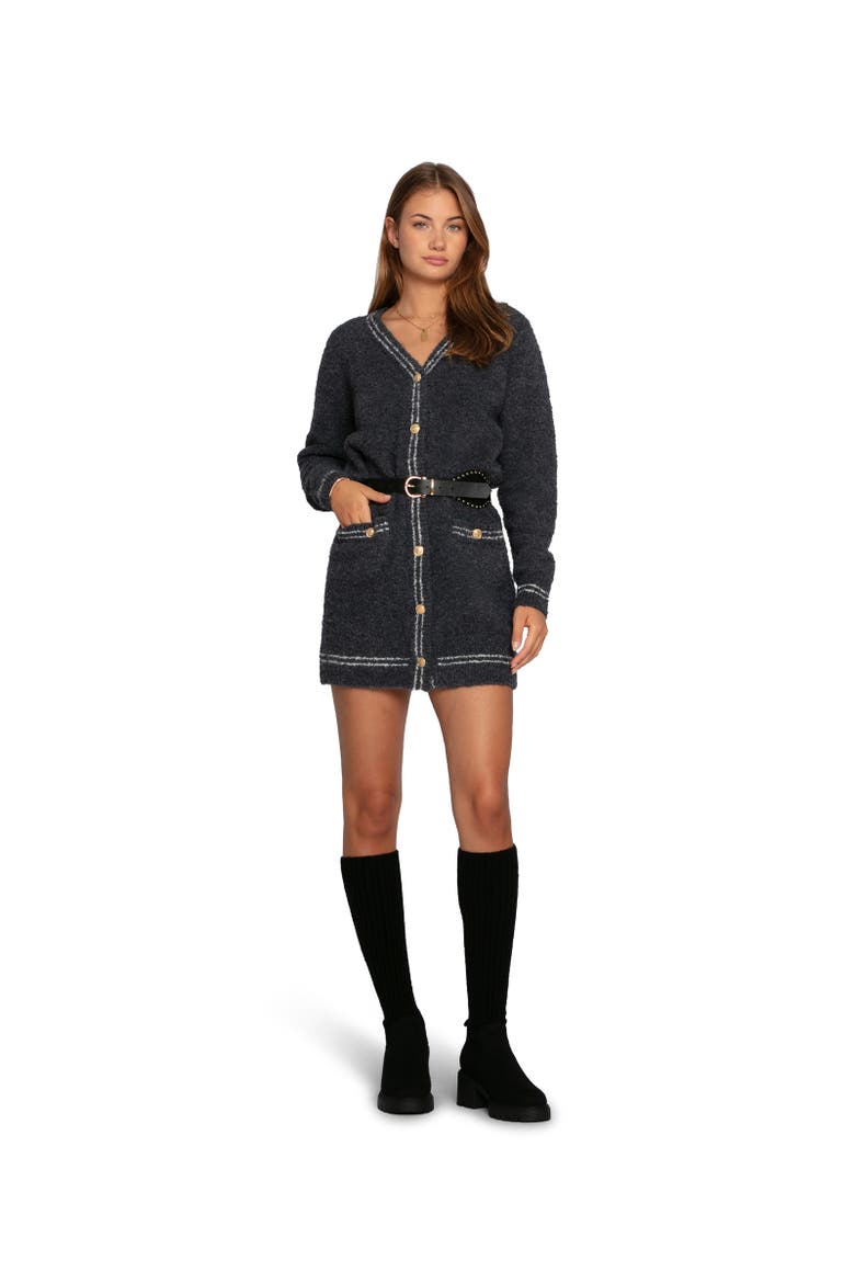 Cute In This Mini Cardigan Dress, Alternate, color, Charcoal