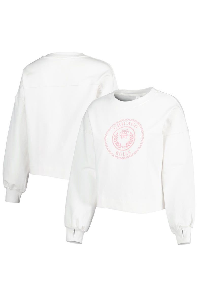 Women's Lusso White Chicago Bulls Lola Ball and Chain Pullover Sweatshirt, Main, color, White