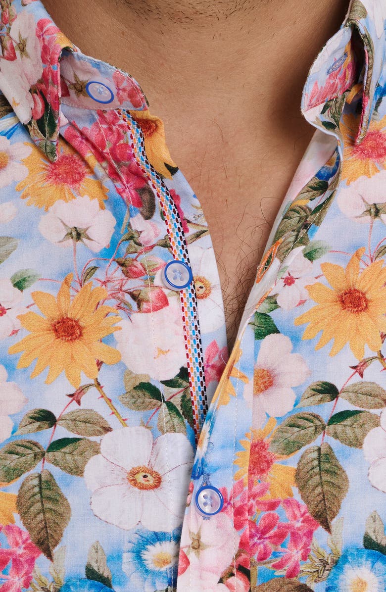 Robert Graham Taton Floral Short Sleeve Button-Up Shirt, Alternate, color, 