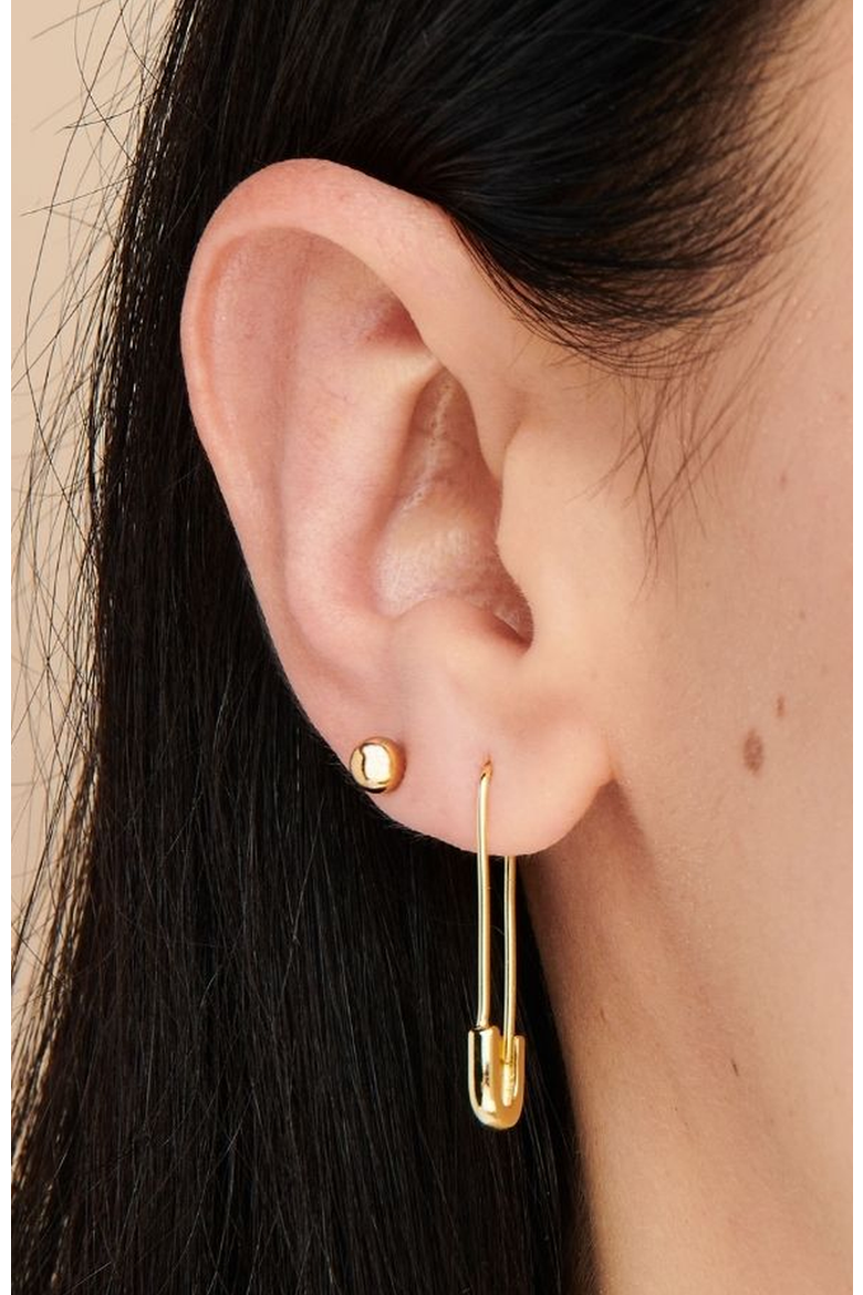 Safety Pin Earrings, Alternate, color, Gold