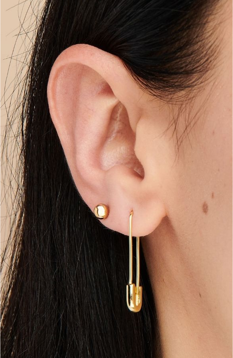 Little Sky Stone Safety Pin Earrings, Alternate, color, Gold