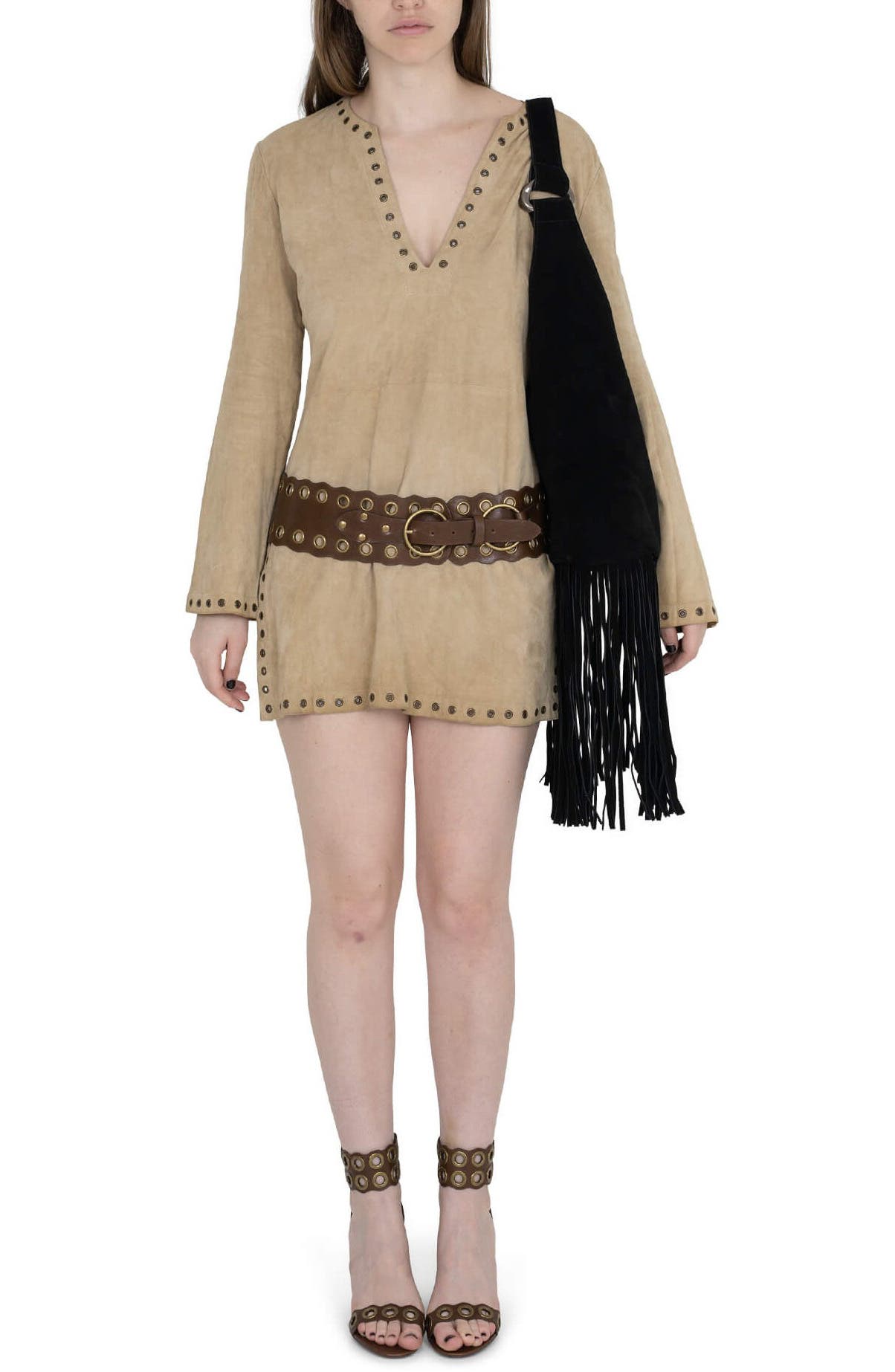 Jeffrey Campbell Wonders Suede Shoulder Bag, Alternate, color, 