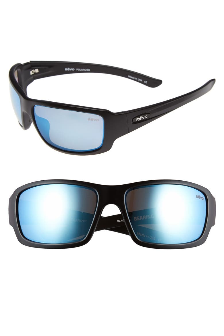 'Bearing' 64mm Polarized Sunglasses, Main, color, MATTE BLACK/ BLUE WATER