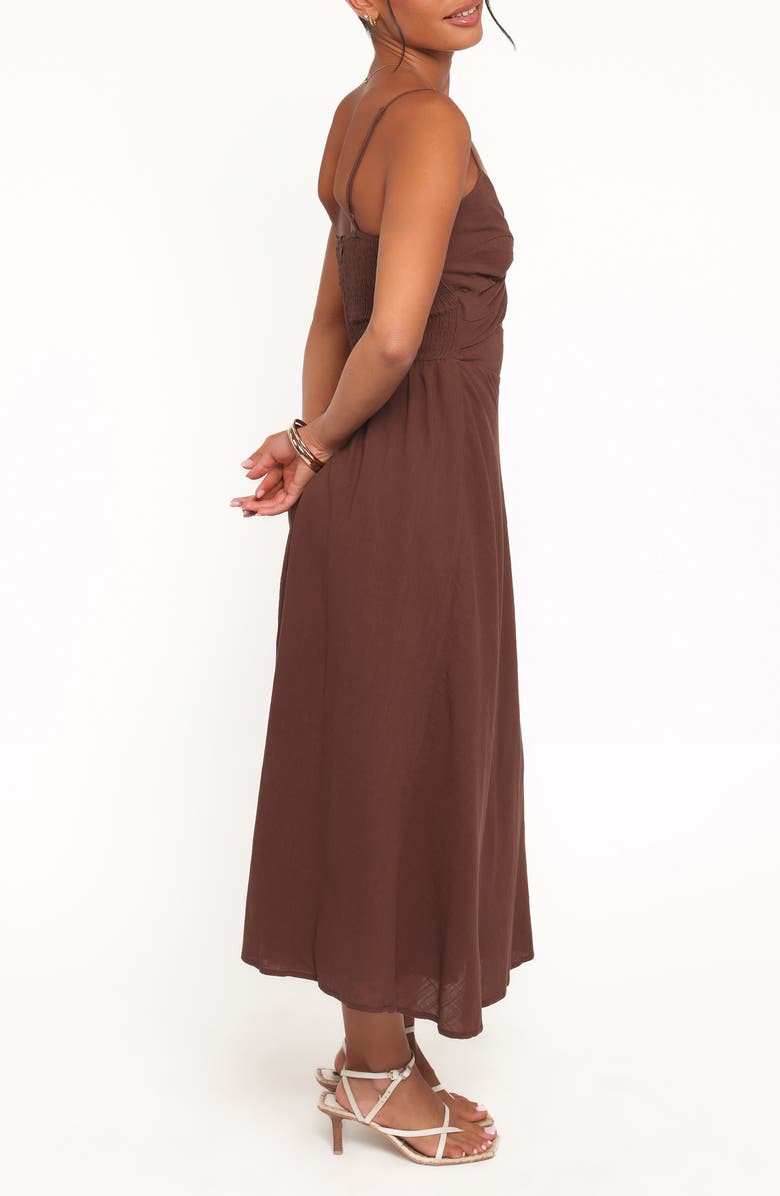 Petal & Pup Elvina Cutout Midi Dress, Alternate, color, Brown
