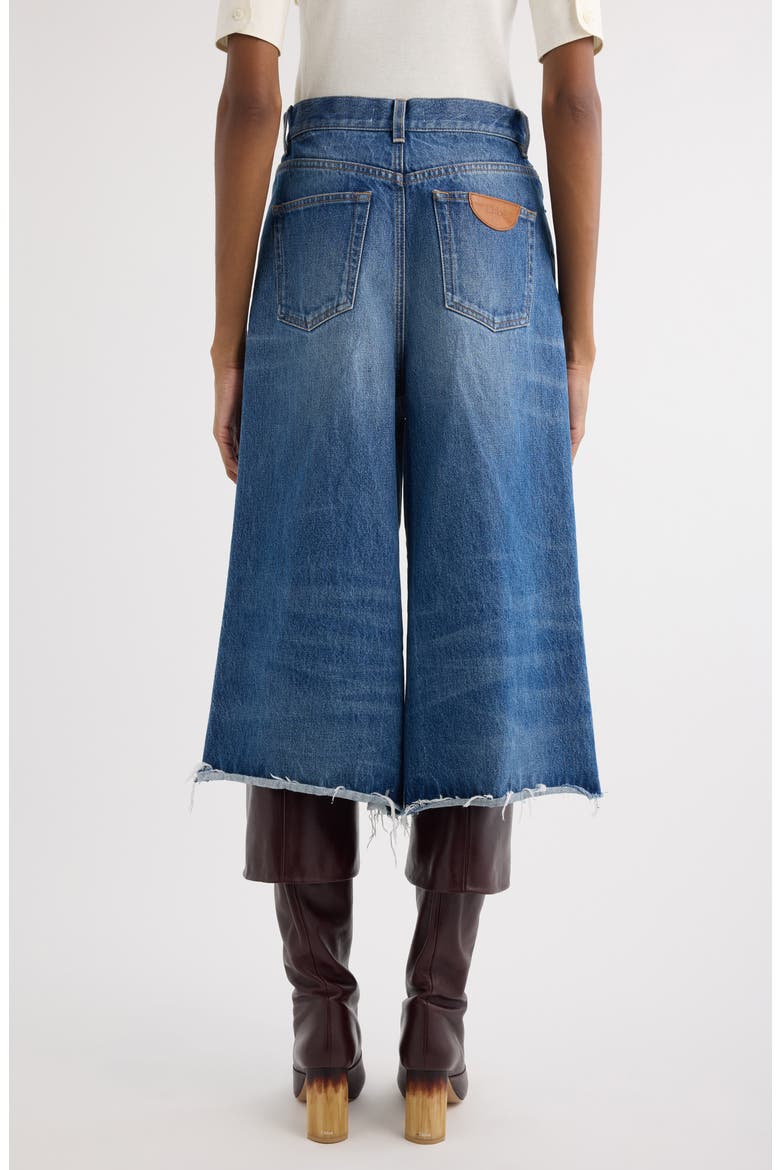 Colorblock Denim Culottes, Alternate, color, DARK NIGHT BLUE