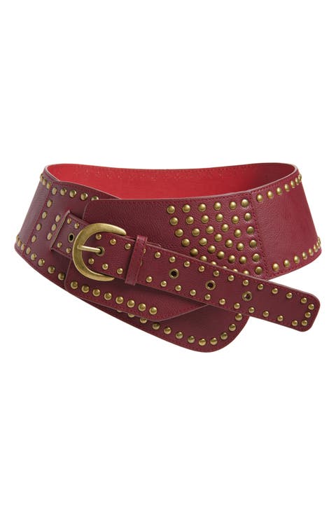 Angular Studded Faux Leather Belt