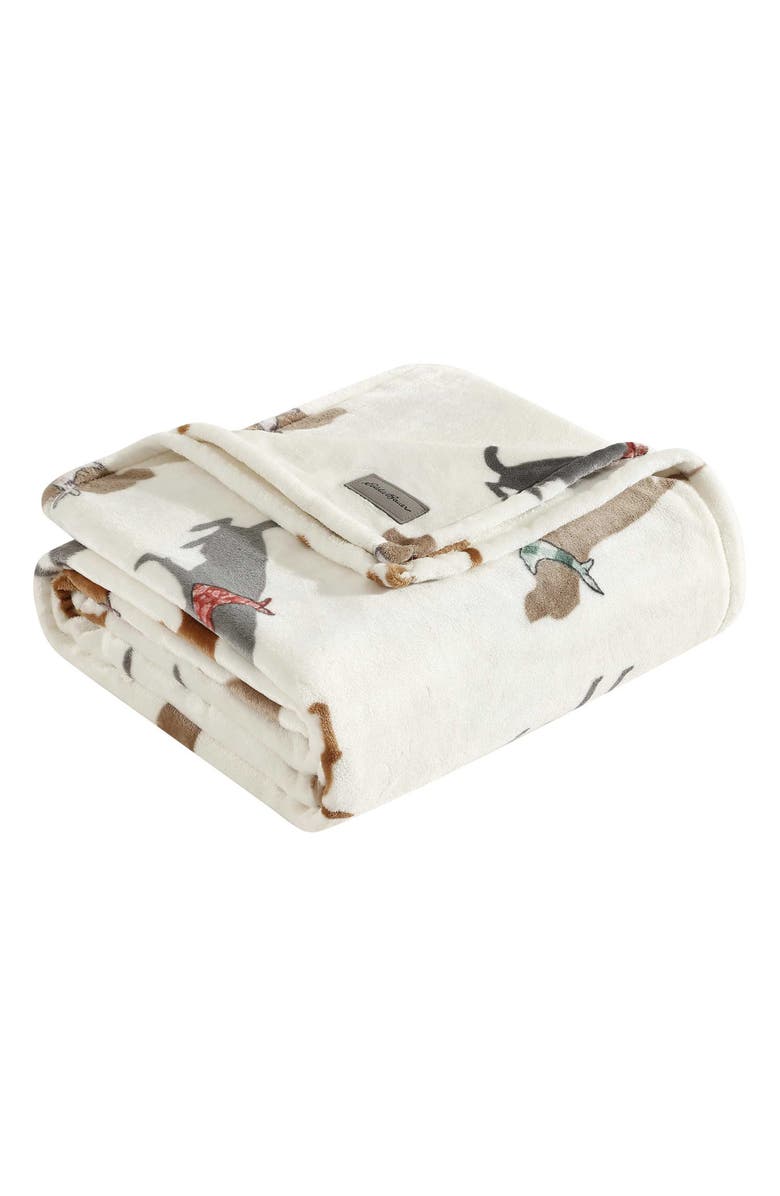 Eddie Bauer Dogs with Scarves Fleece Blanket, Main, color, Grey