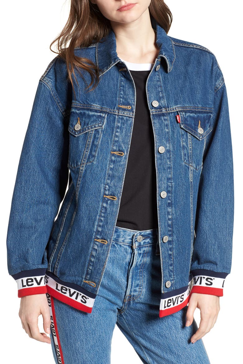 Levi's® Sport Tape Baggy Trucker Denim Jacket, Main, color, GOOD SPORT