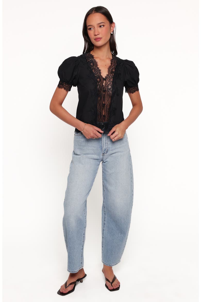 Bilson Lace Trim Cotton Top, Alternate, color, BLACK