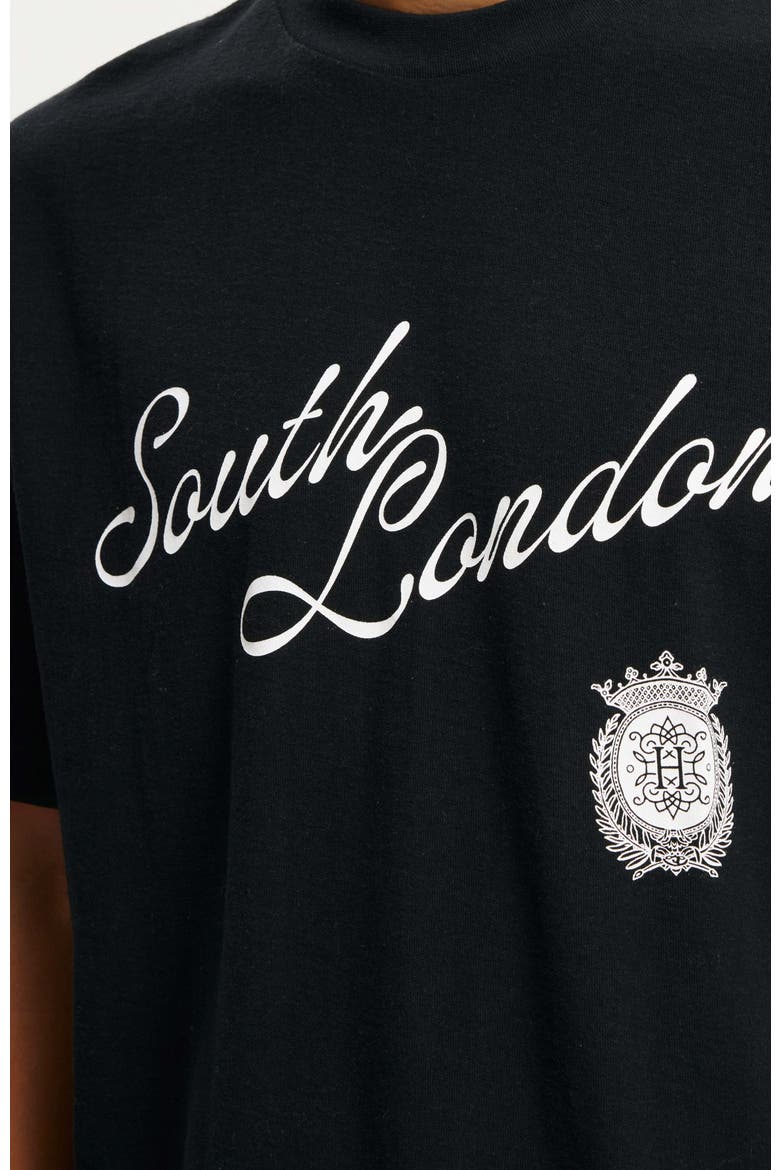 Men's Cropped Fit Graphic T-Shirt, Alternate, color, Black South London